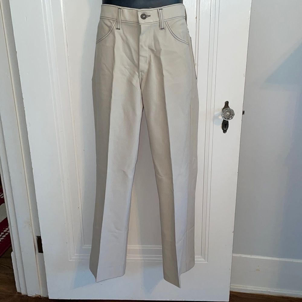 Vtg 70s Time Out West Farah tan double knit‎ polyester pants